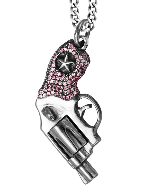 Large Queen Baby Revolver Pendant w/ Pink CZ