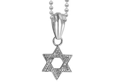 Small Star of David Pendant - Silver and White CZ Pave