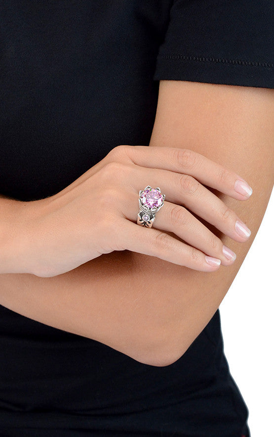King Baby Crown Ring with Pink CZ