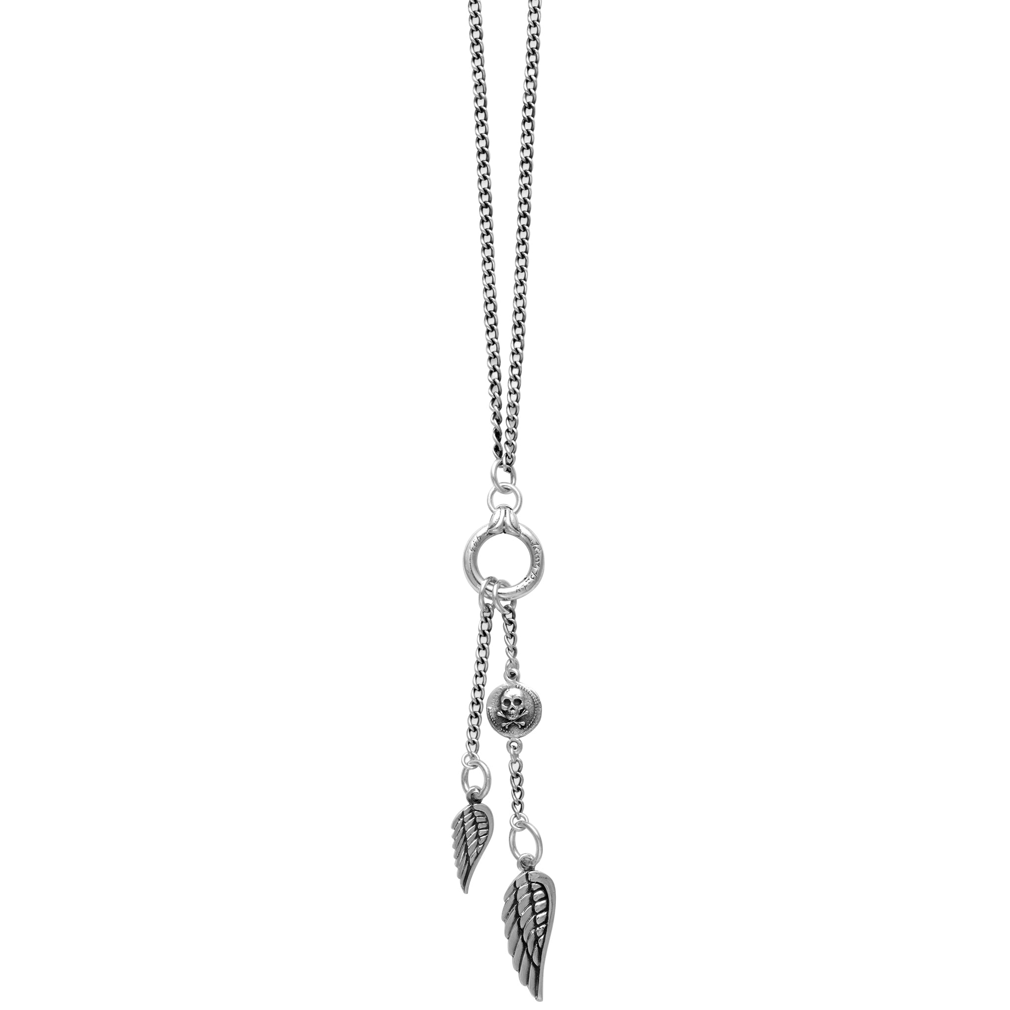 24'' Fine Curb Link Necklace w/5'' Double Wing Drops