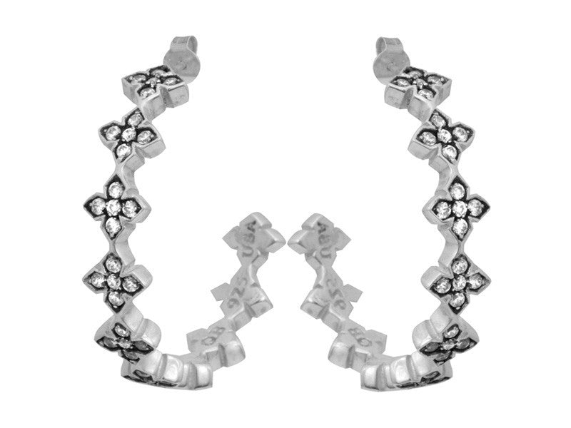 Large Pave  CZ MB Cross Hoops - Clear CZ