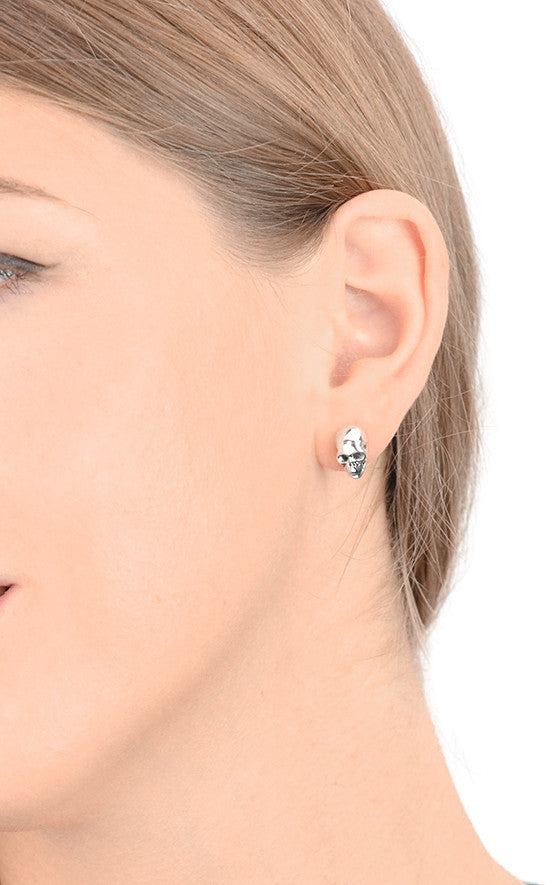 king baby silver skull earrings