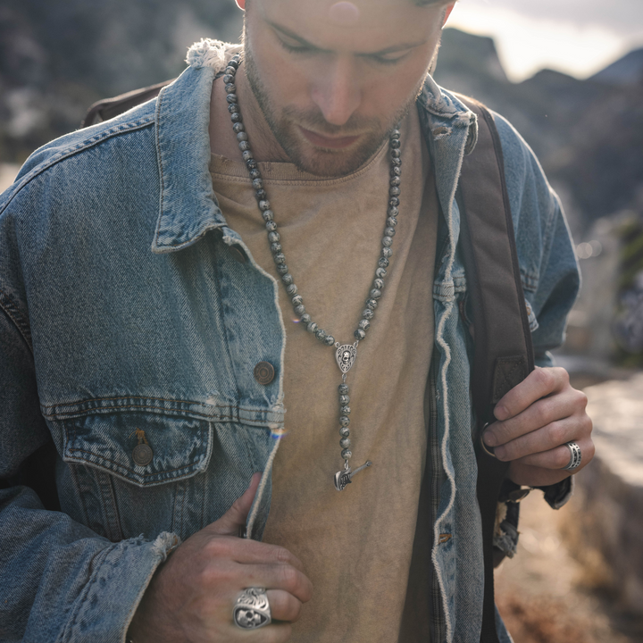 Rosary With Skull Guitar Pick