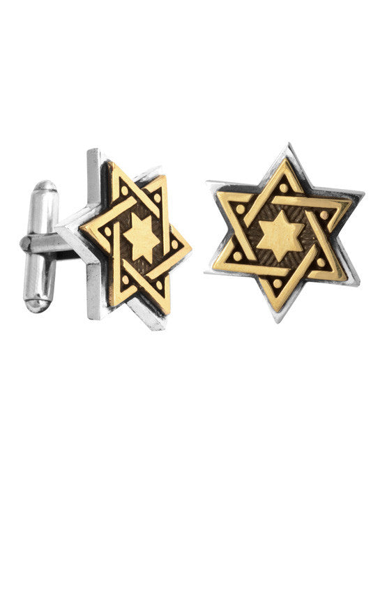 Alloy Star of David in Silver Frame Cufflinks