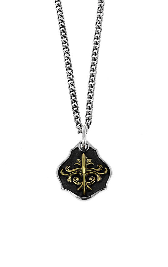 king baby silver and gold shield pendant