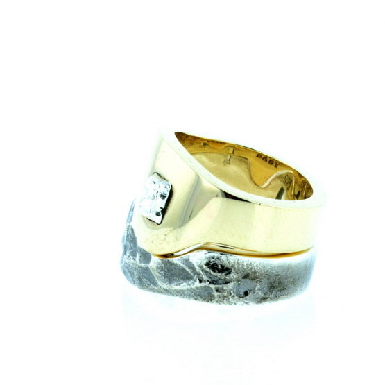 Yin Yang Double Stack Ring in Silver and Brass Alloy