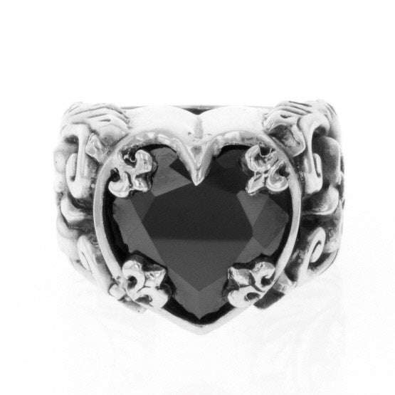 king baby black heart cz ring