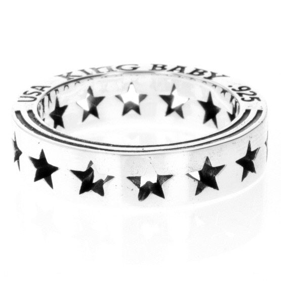 king baby silver pierced star ring