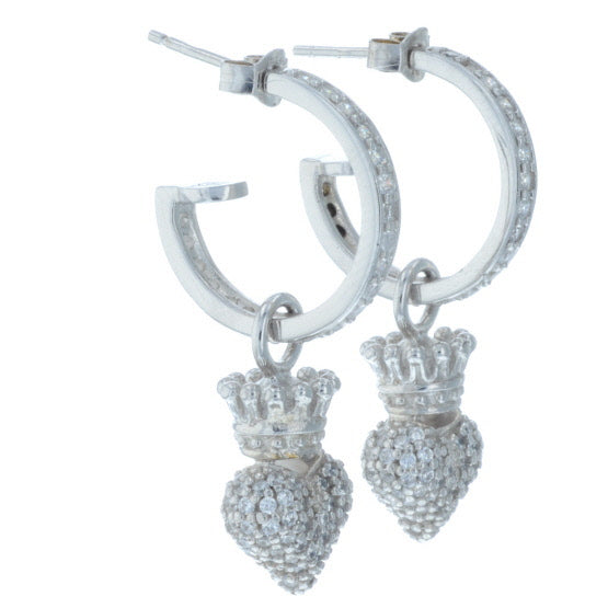 king baby crowned heart earrings