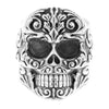 Floral Scroll Relief Skull Ring