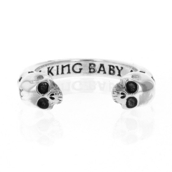 king baby open ring with skulls