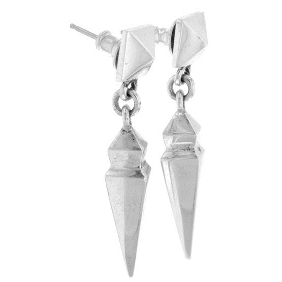 Pyramid Earrings with Geometric Spike Drop