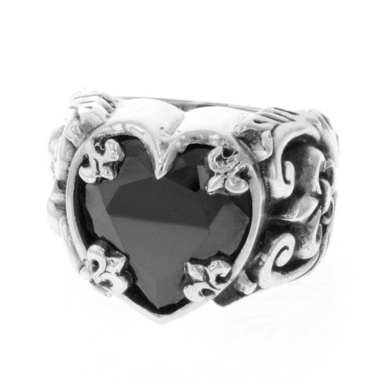 king baby black heart cz ring