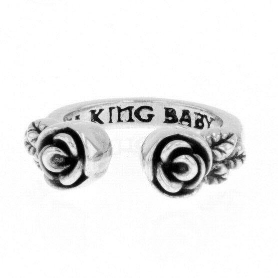 king baby open ring with roses