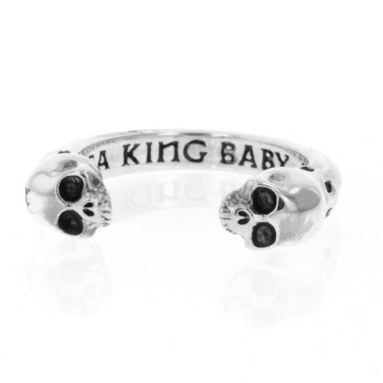 king baby open ring with skulls