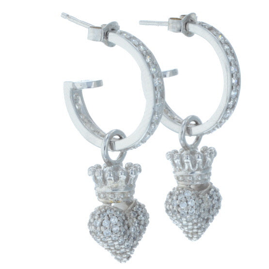 king baby crowned heart earrings