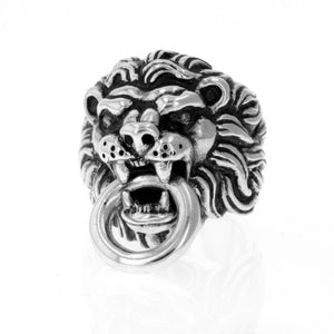 king baby men's silver lion ring
