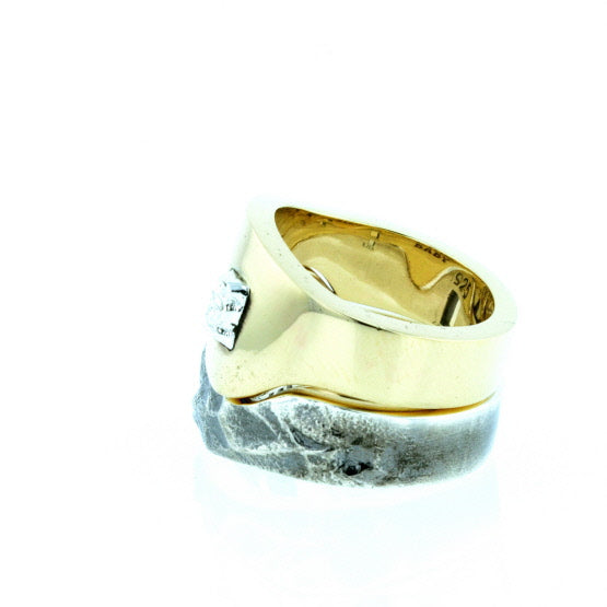 Yin Yang Double Stack Ring in Silver and Brass Alloy