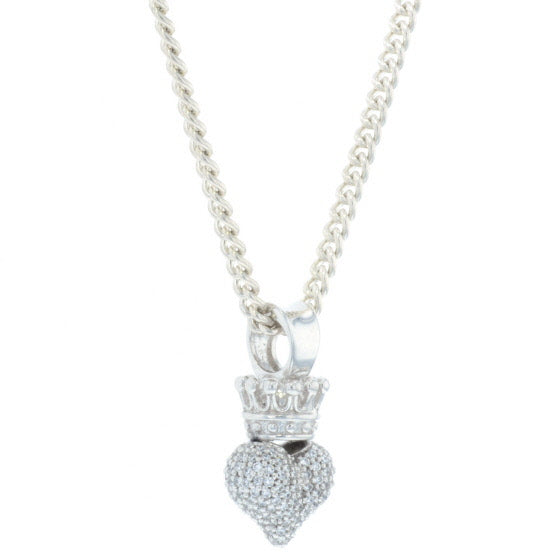 Small 3D Pave CZ Crowned Heart Pendant