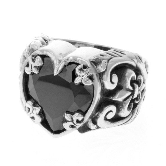 king baby black heart cz ring