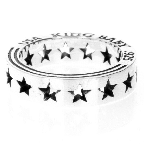 king baby silver pierced star ring