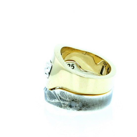 Yin Yang Double Stack Ring in Silver and Brass Alloy