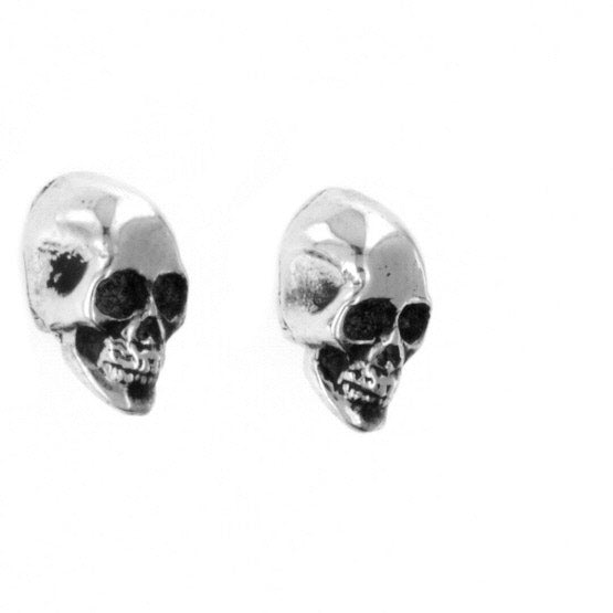 king baby silver skull earrings