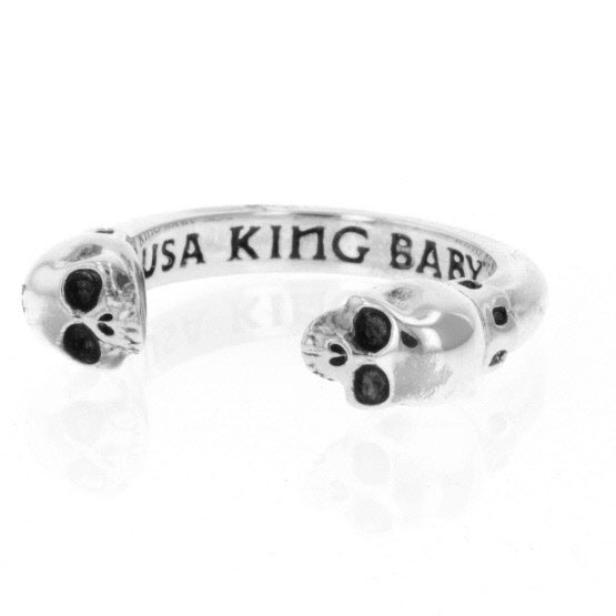 king baby open ring with skulls