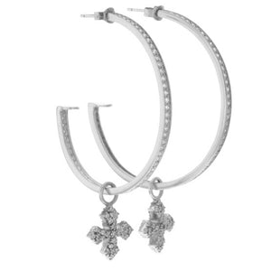 Large Pave CZ MB Cross Hoops