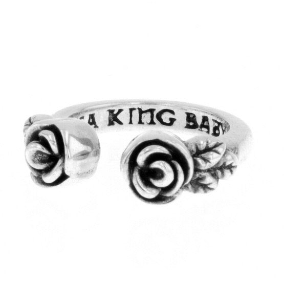 king baby open ring with roses