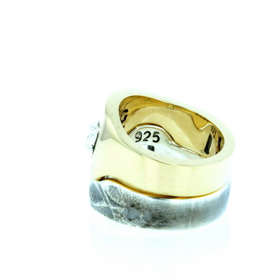 Yin Yang Double Stack Ring in Silver and Brass Alloy