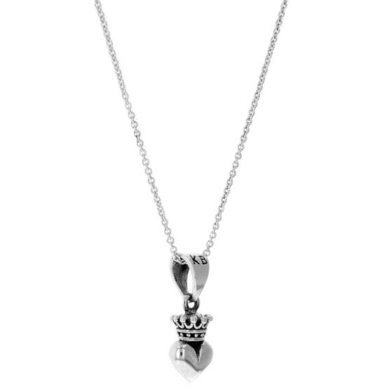 Micro Crowned Heart Pendant on Micro Rolo Chain