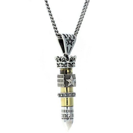 King Baby .38 Special Bullet Pendant with Star Flag and Ring
