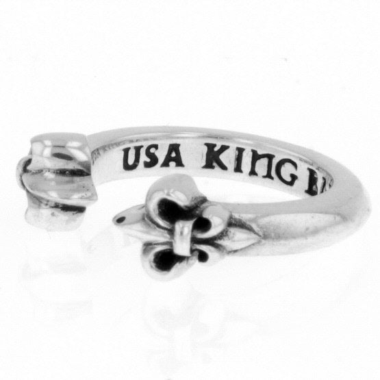 Open Ring with Fleur De Lis