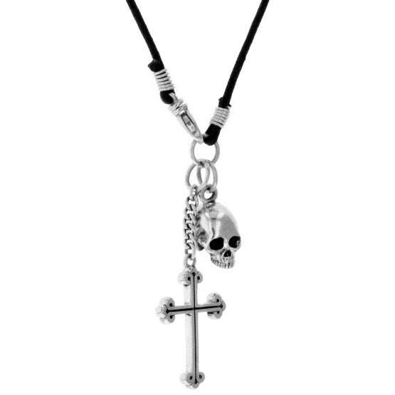 Silver Skull Head Cross Charm, Skeleton Skull Head Cross Pendant, Cross  Necklace Charms, Jewelry Making Supplies, 35x21mm, CP1797 - BeadsCreation4u