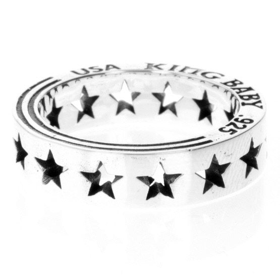 king baby silver pierced star ring