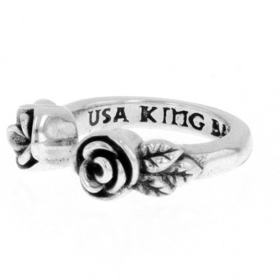 king baby open ring with roses