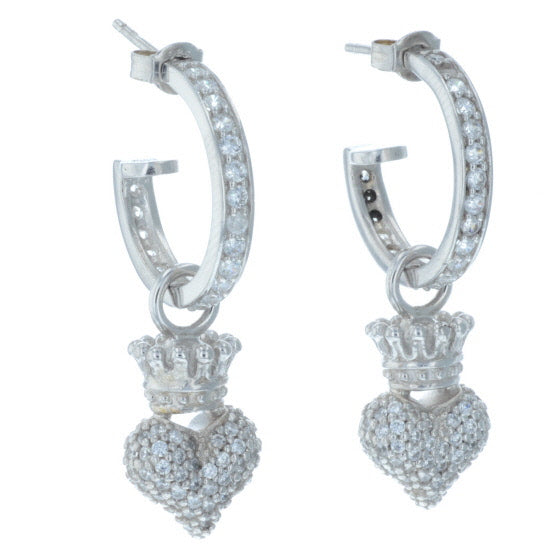 king baby crowned heart earrings