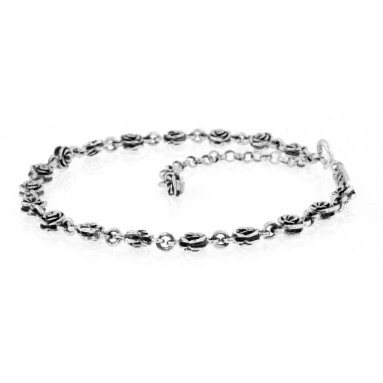 king baby silver rose anklet