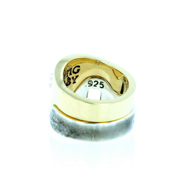 Yin Yang Double Stack Ring in Silver and Brass Alloy