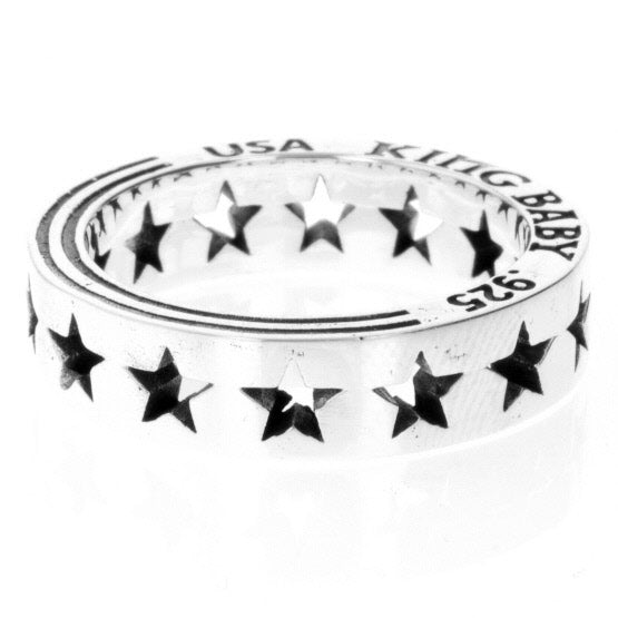 king baby silver pierced star ring