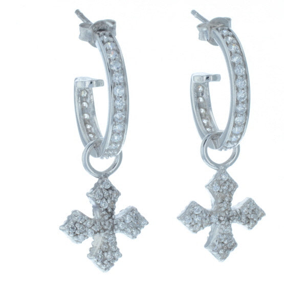 Small Pave CZ MB Cross Hoops