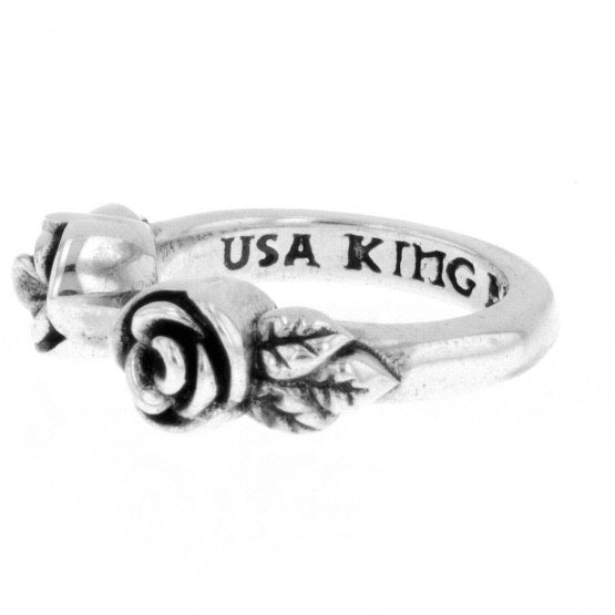 king baby open ring with roses