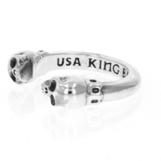 king baby open ring with skulls