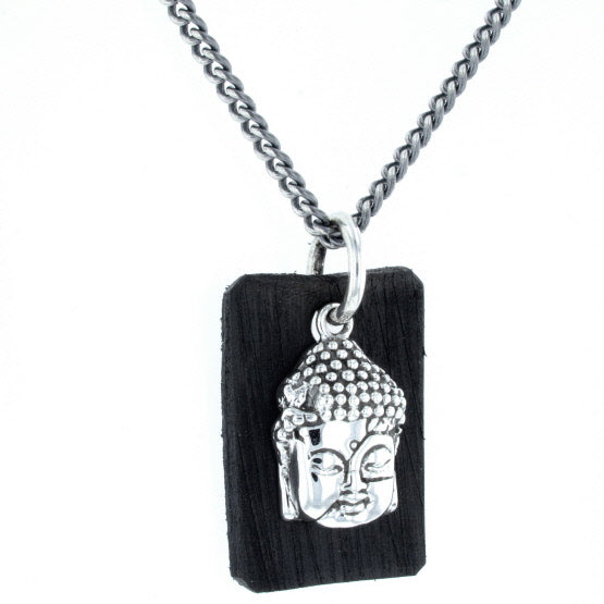 Meditating Buddha Pendant with Leather Tag