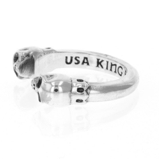 king baby open ring with skulls