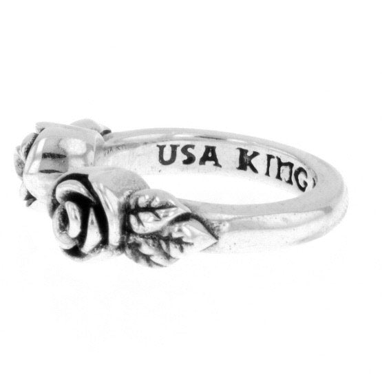 king baby open ring with roses