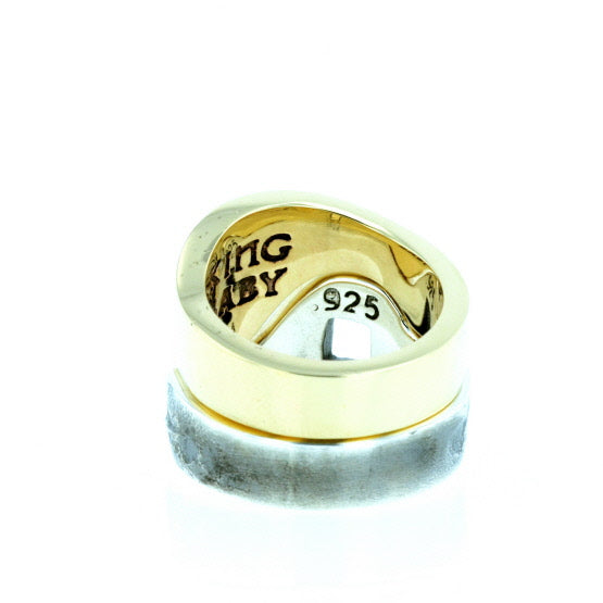 Yin Yang Double Stack Ring in Silver and Brass Alloy