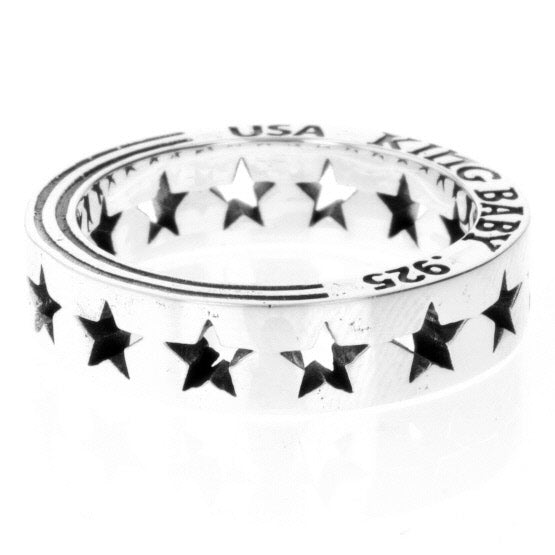 king baby silver pierced star ring