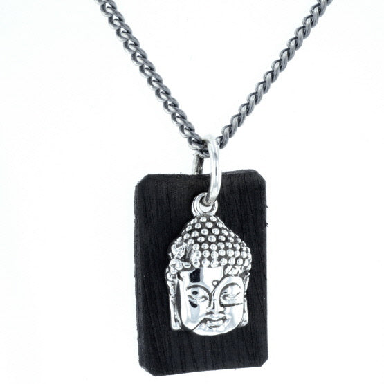 Meditating Buddha Pendant with Leather Tag